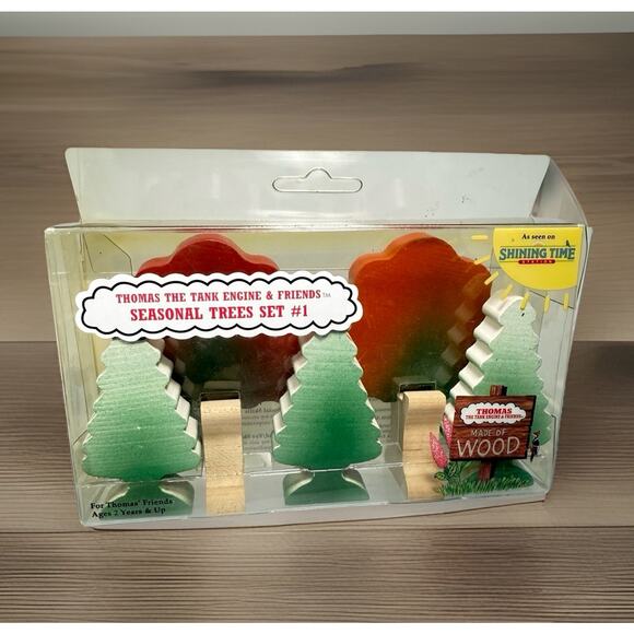 Thomas The Tank Seasonal Tree Set #1 Shining Time Wood Vintage 1992 NOS USA - Picture 1 of 7